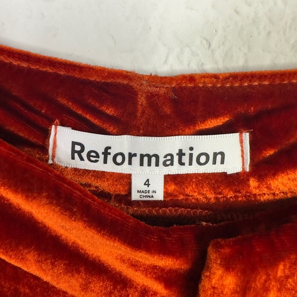 Reformation Wes Pants Set Women 4 Orange Silk Blend Velvet Wide Leg Holiday Luxe - Picture 8 of 15